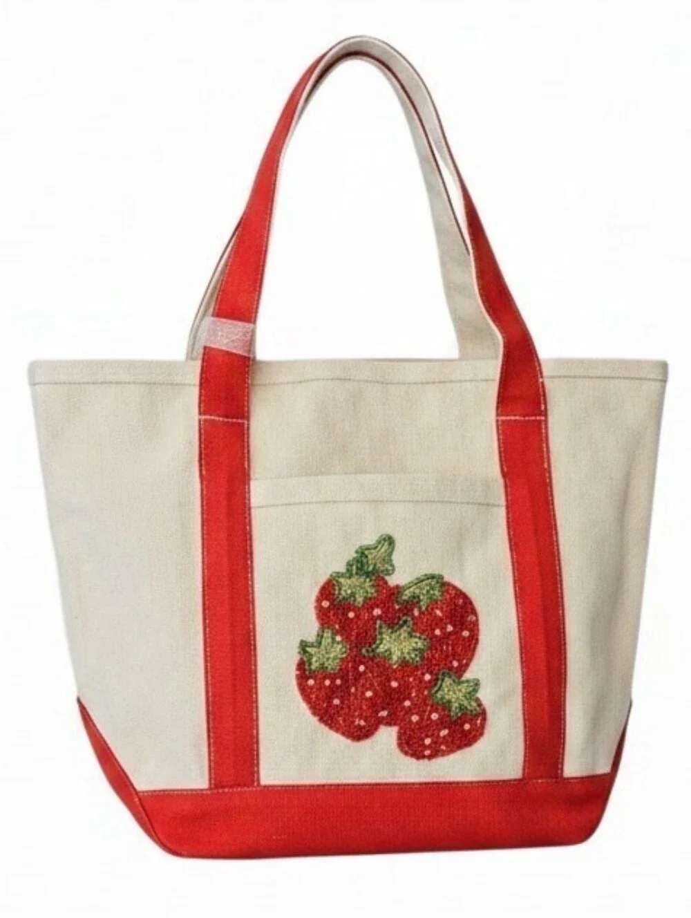 NWT Viral Beaded Strawberry Mini Canvas Tote & Coin Purse – Handcrafted in India